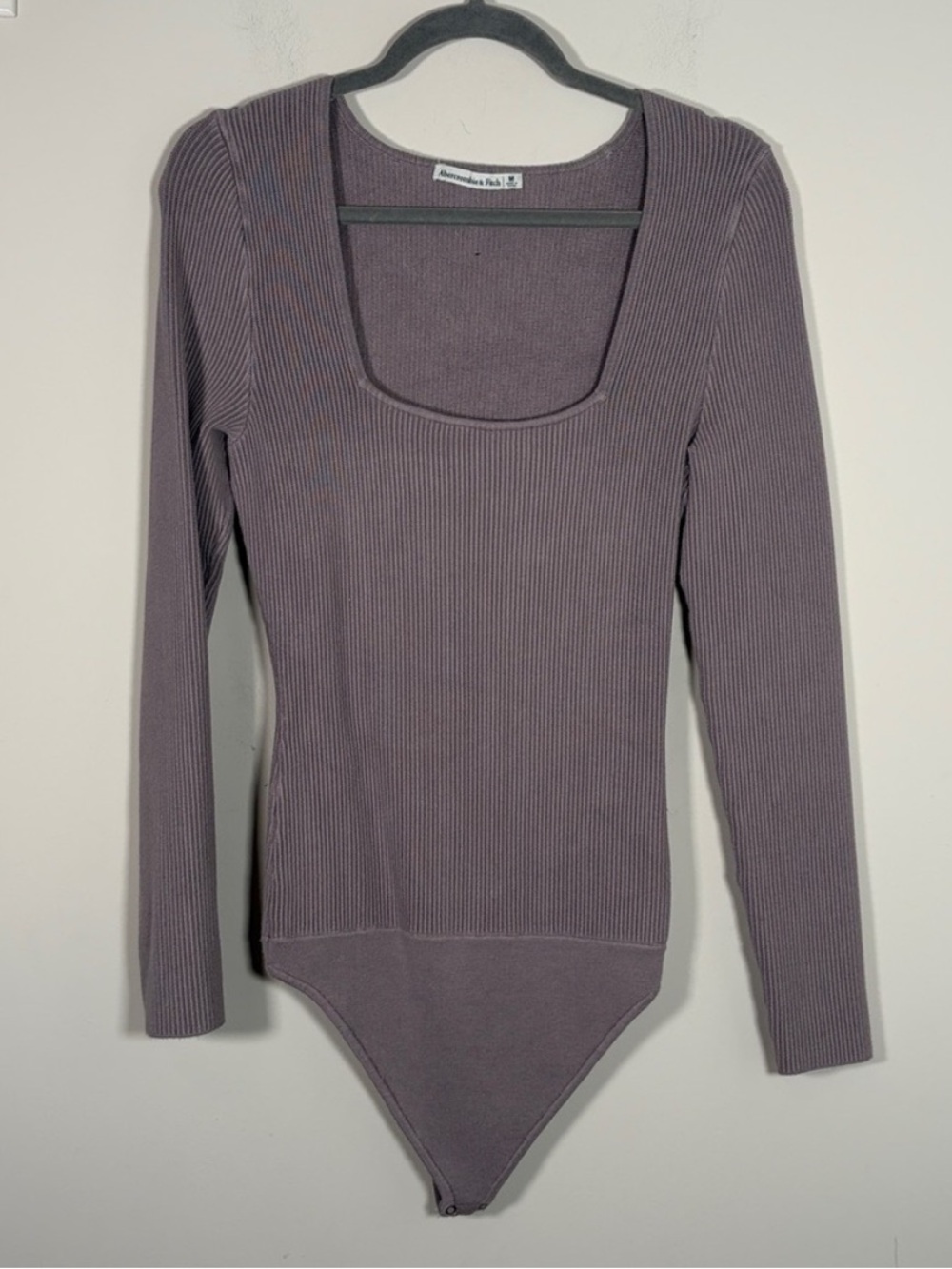 Abercrombie & Fitch Long Sleeve Ottoman Square Neck Ribbed Bodysuit - Picture 3 of 6